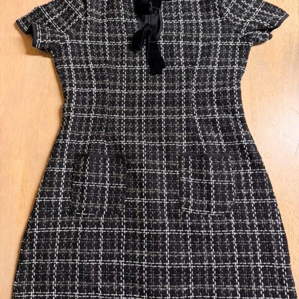 Altar'd State Black and White Tweed Mini Shift Dress